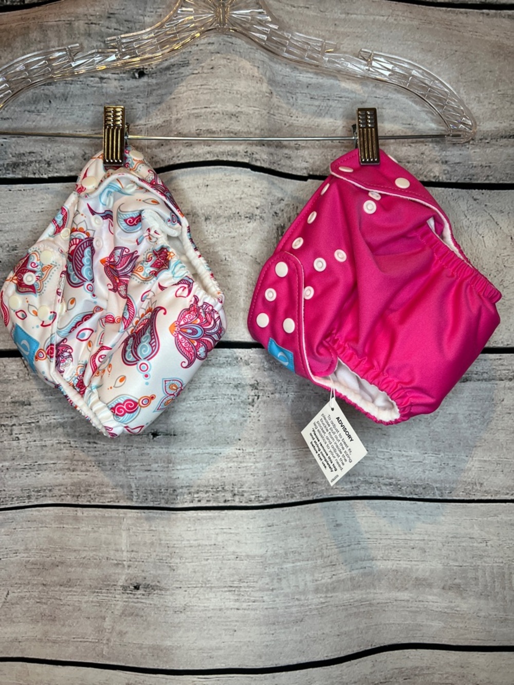 Charlie Banana Pink White Paisley Reusable Cloth Diapers w/ Inserts New Girl Lot